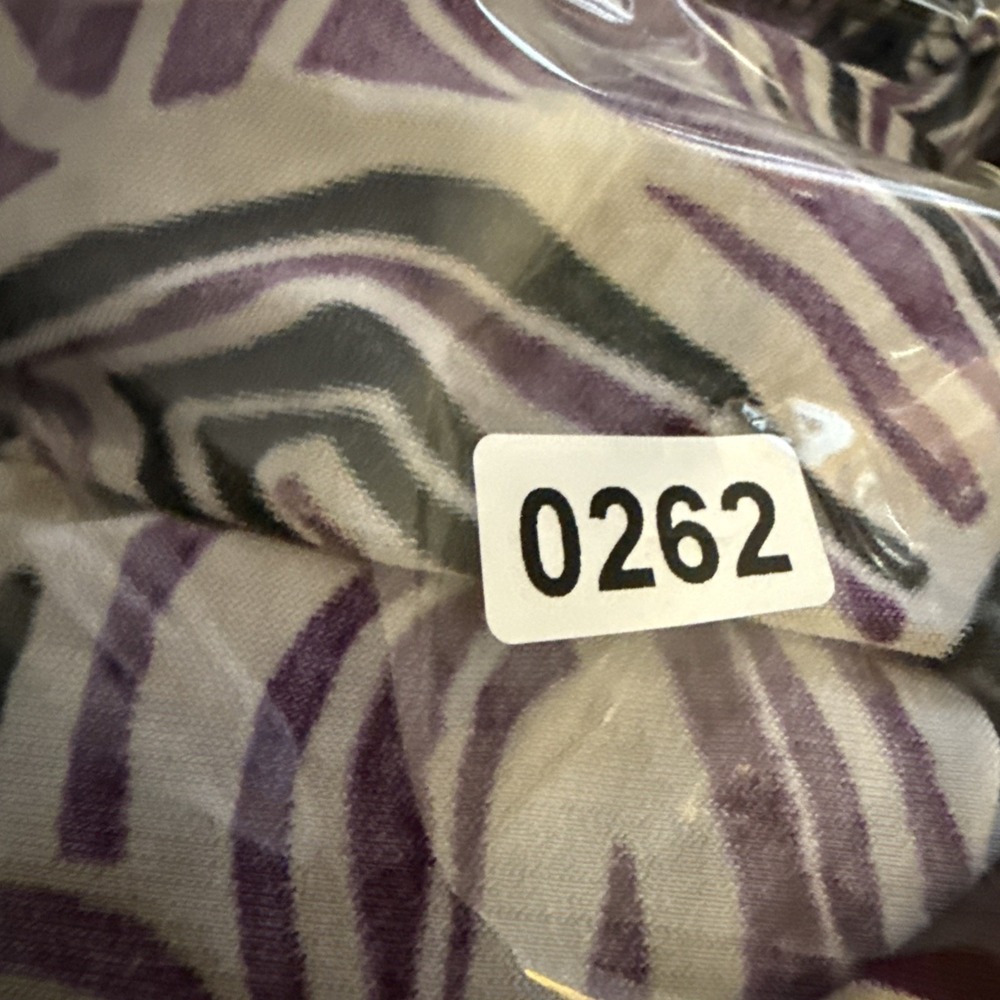 NIC&DOM Abstract Print Top Purple Black Cream Stretch Short Sleeve Blouse - Picture 7 of 7